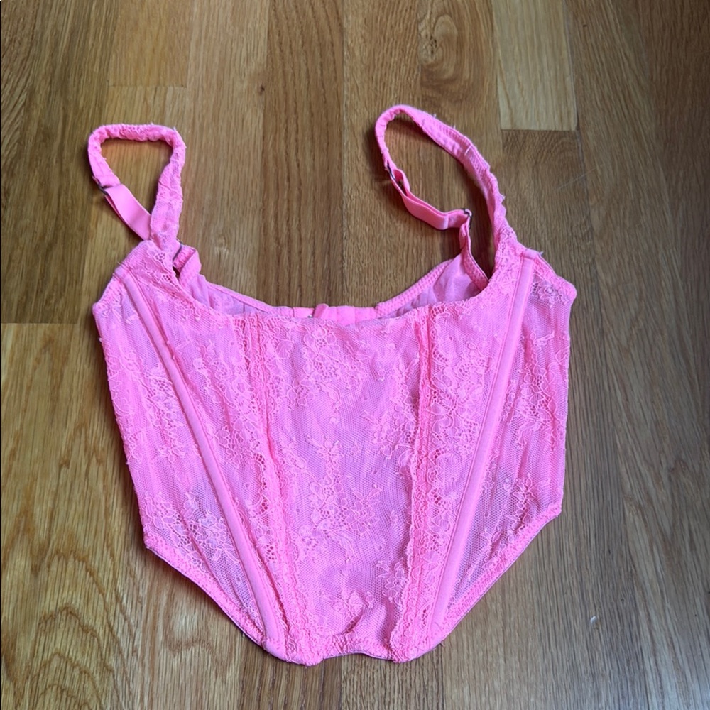 Urban Outfitters Pink Lace Bra with Adjustable Straps